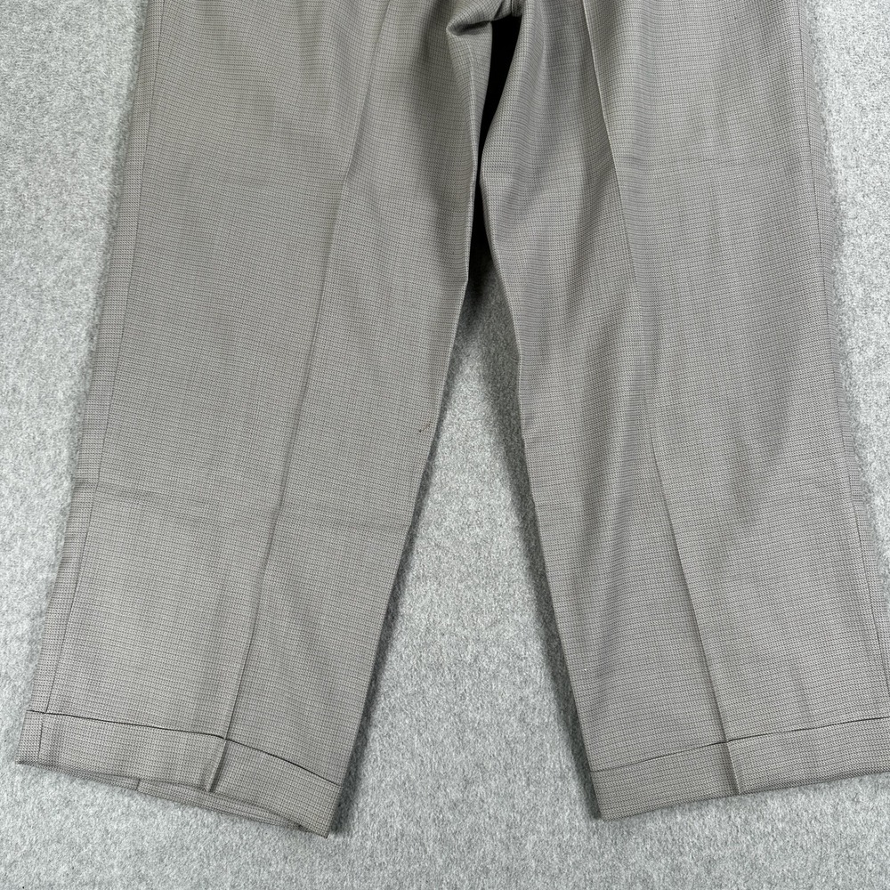Zanella Austin Dress Pants Mens 35x28 Gray Check Pleated Cuffed Made In Italy - Picture 9 of 12
